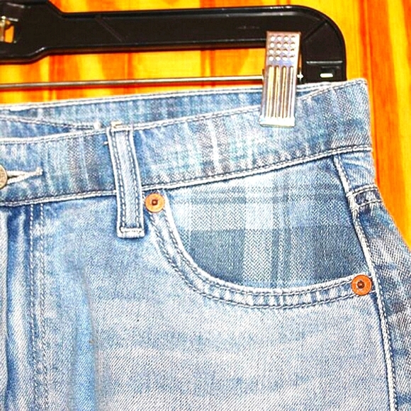 American Eagle Plaid Panel Denim Shorts - Size 6 - Picture 7 of 12